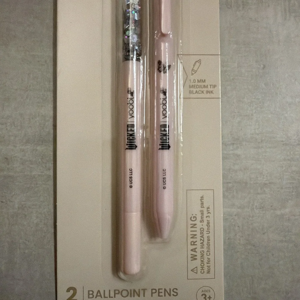 Glinda wand Yoobi Wicked Glitter Tube Ballpoint Pens Glitter 2 Pack